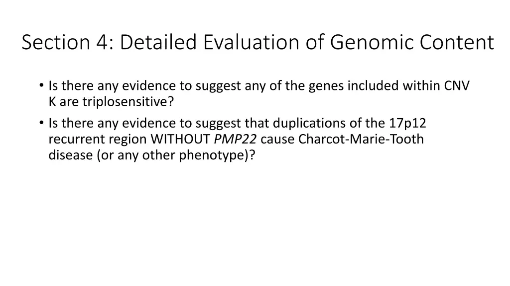 section 4 detailed evaluation of genomic content