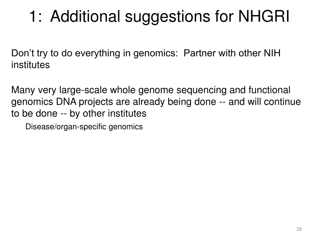 1 additional suggestions for nhgri 1