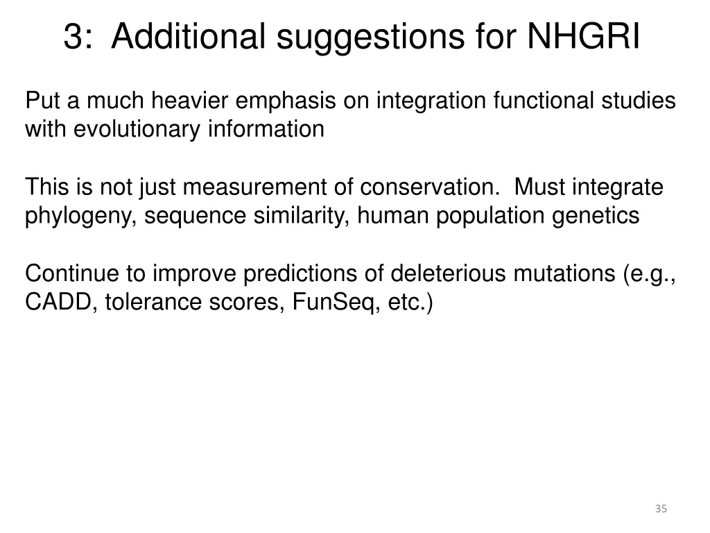 3 additional suggestions for nhgri