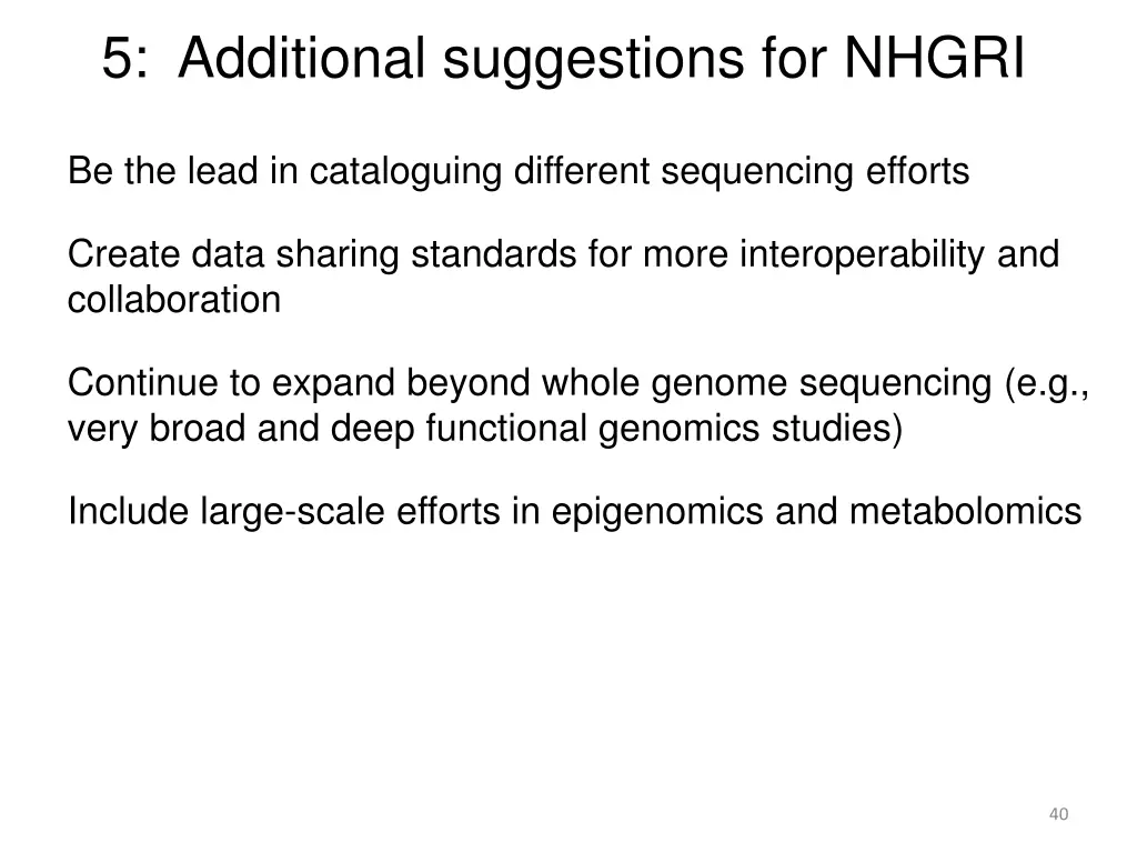 5 additional suggestions for nhgri 3