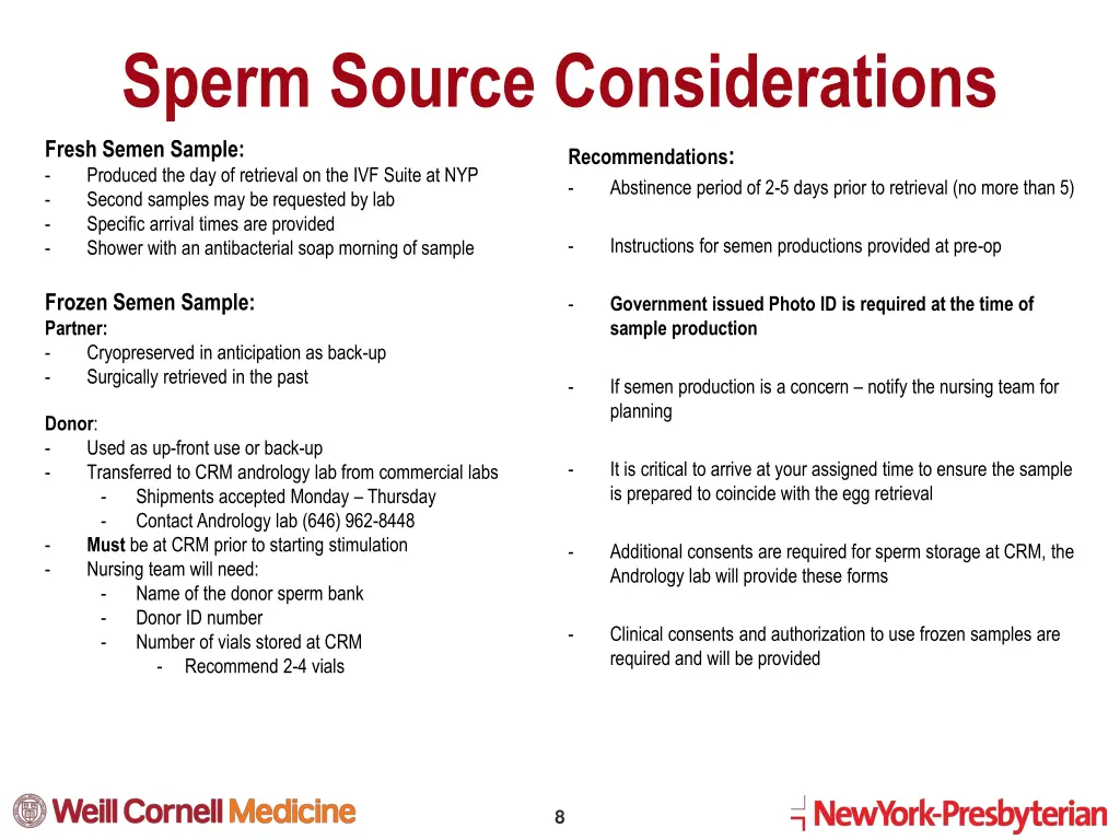 sperm source considerations