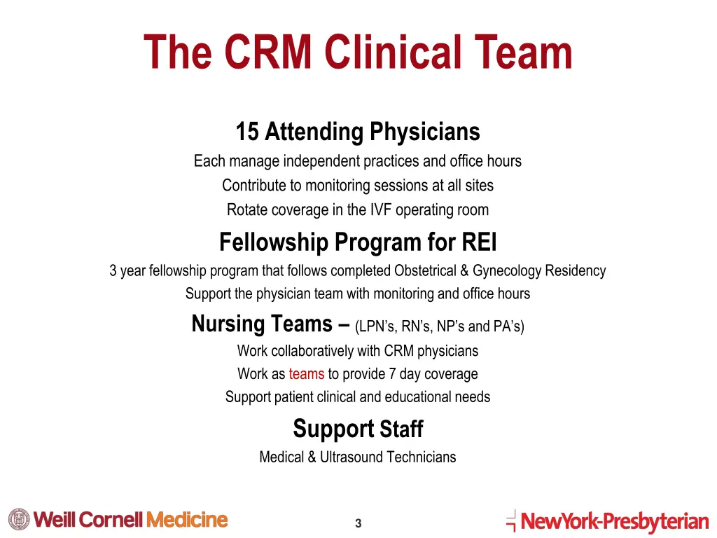 the crm clinical team