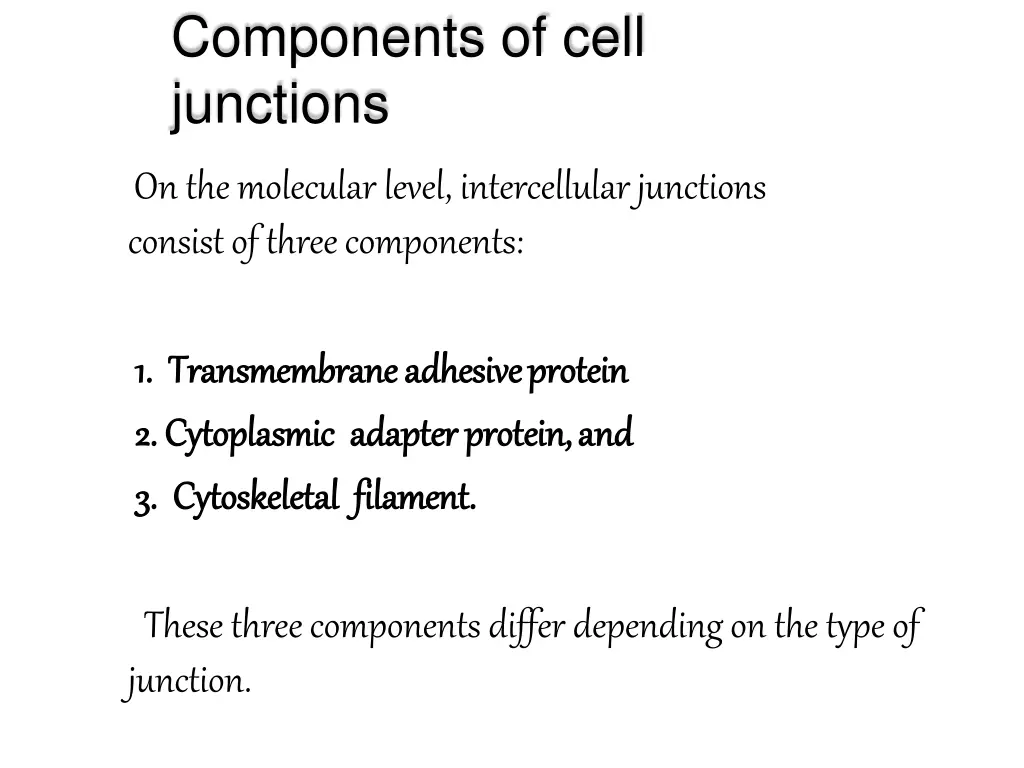 components of cell junctions