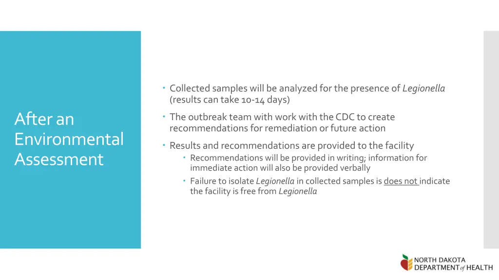 collected samples will be analyzed