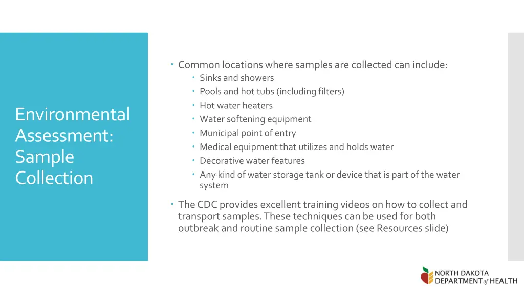 common locations where samples are collected