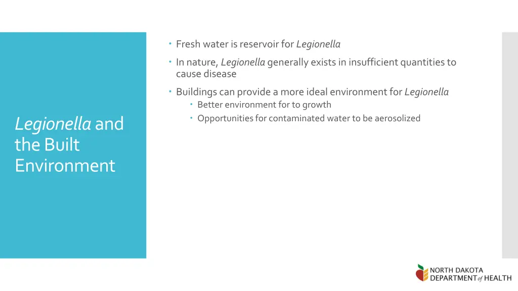fresh water is reservoir for legionella