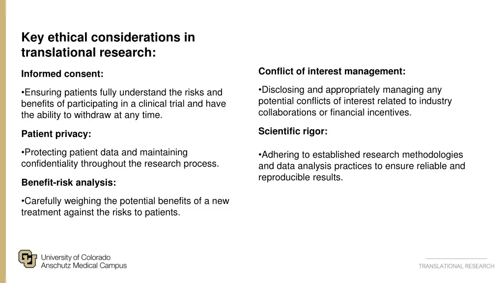 key ethical considerations in translational