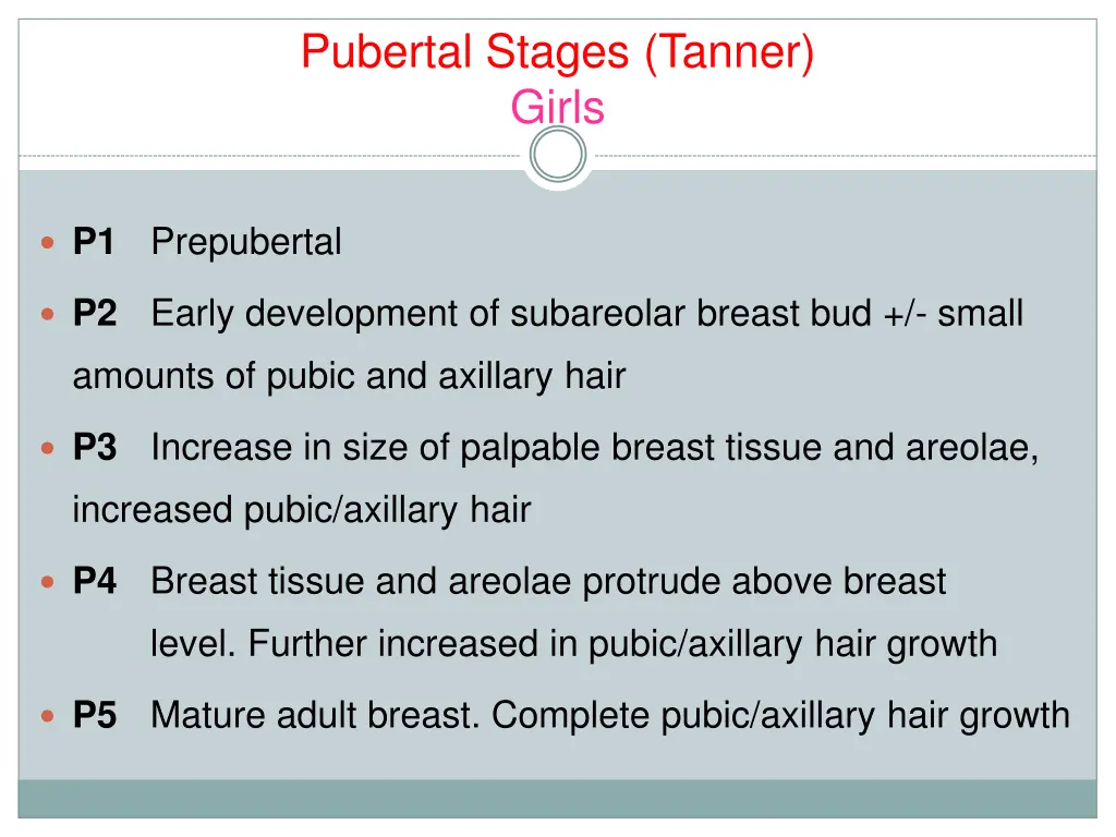 pubertal stages tanner girls