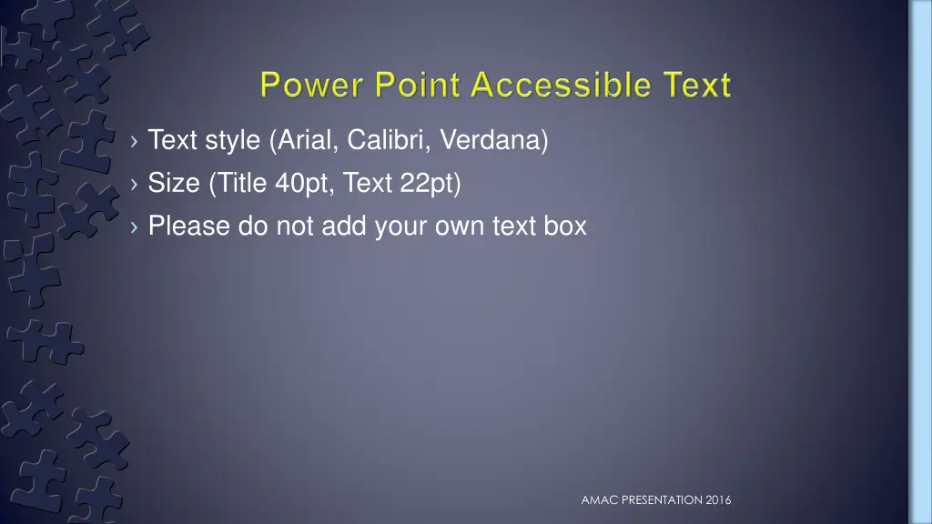 text style arial calibri verdana size title 40pt