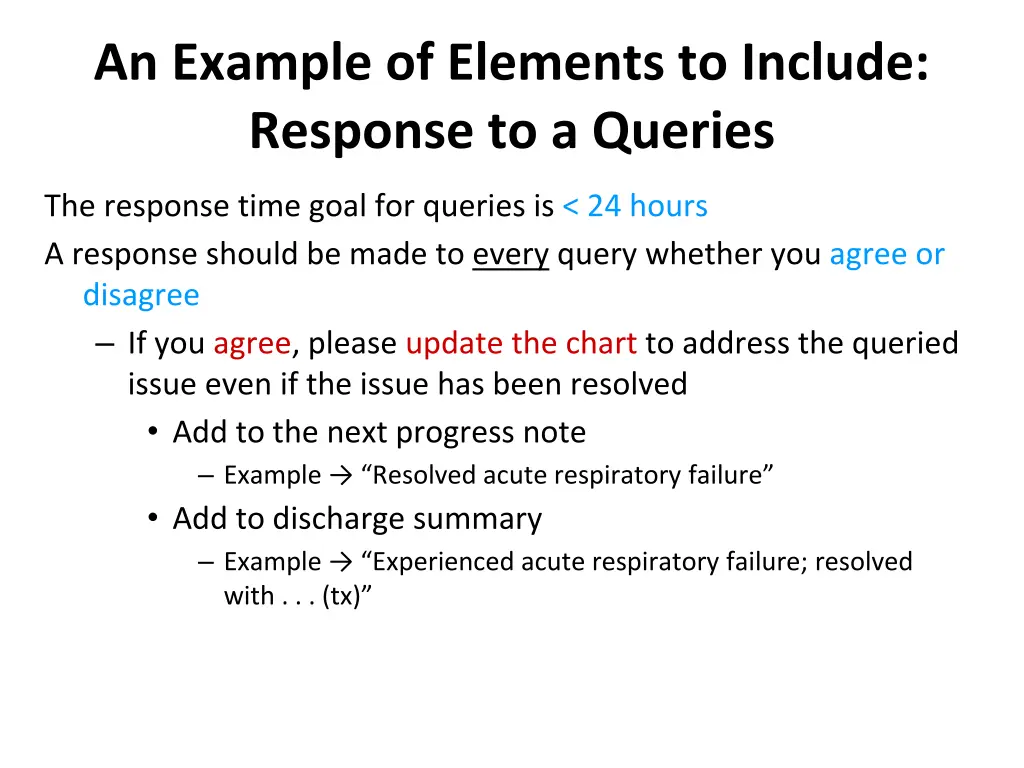 an example of elements to include response