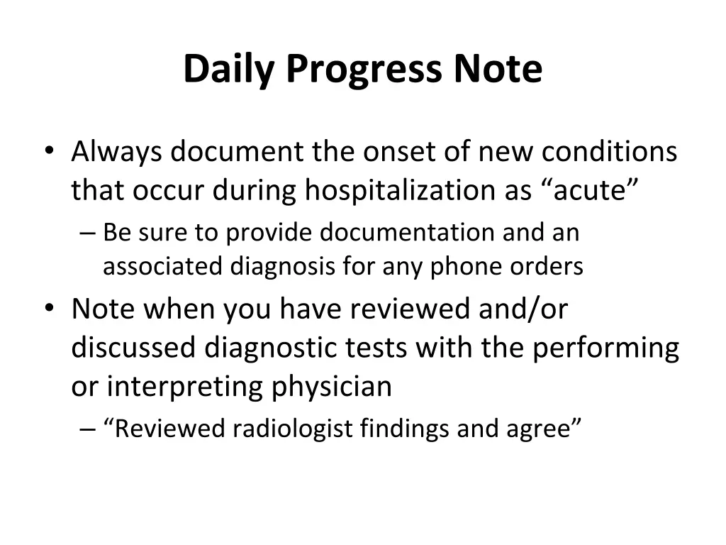 daily progress note