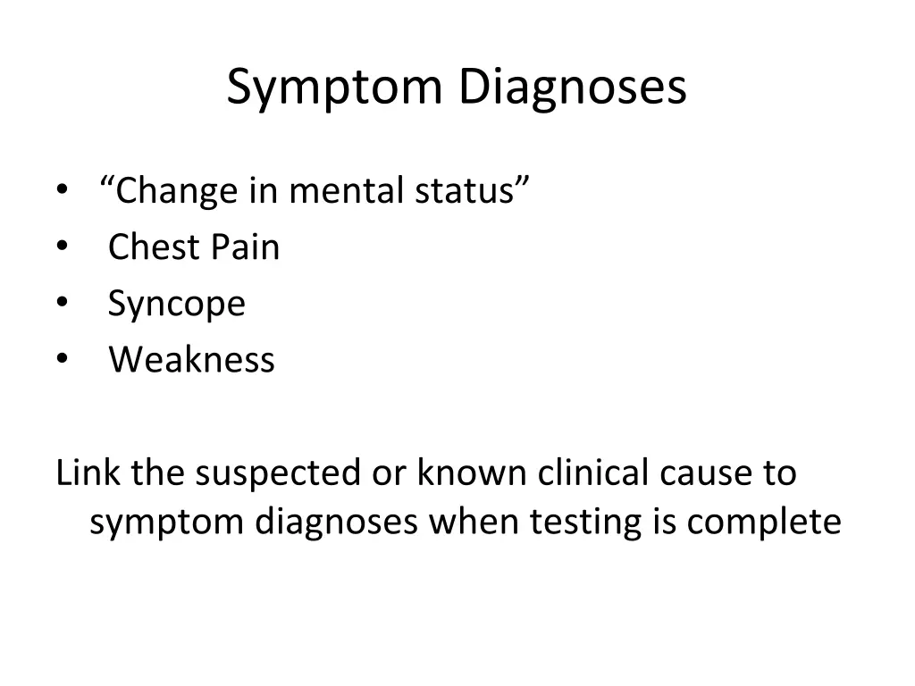 symptom diagnoses