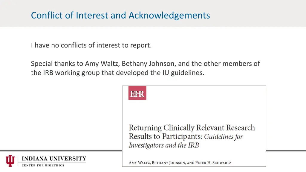 conflict of interest and acknowledgements