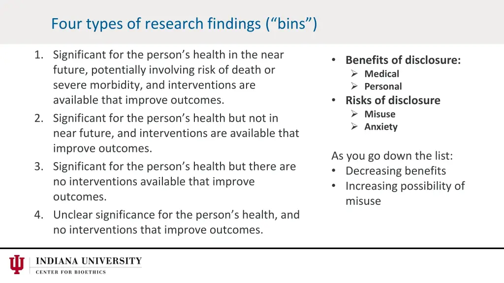 four types of research findings bins 1