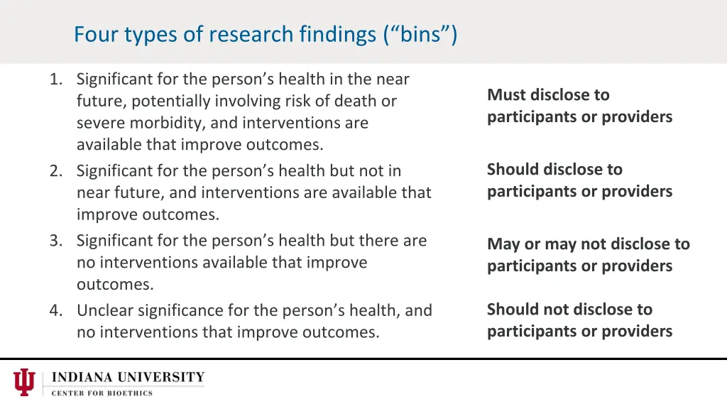 four types of research findings bins 2