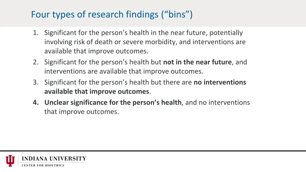 four types of research findings bins