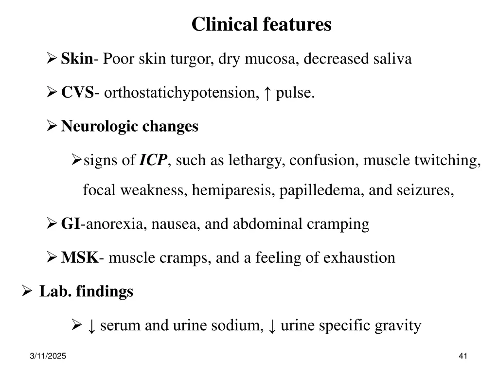 clinical features