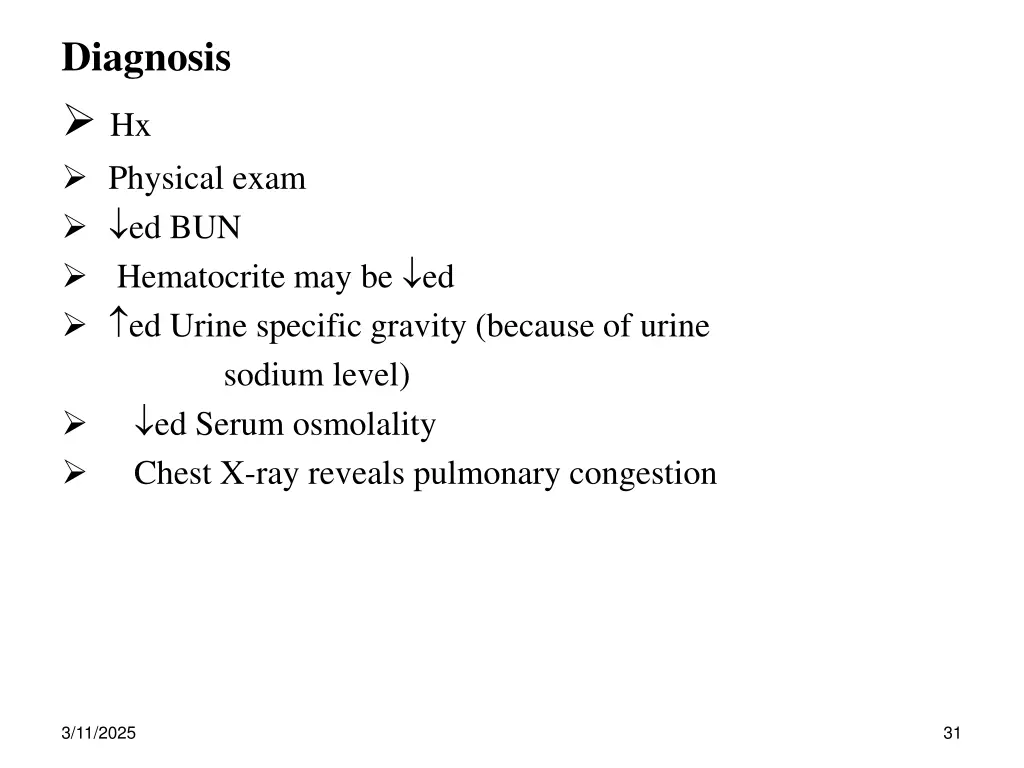 diagnosis hx physical exam ed bun hematocrite