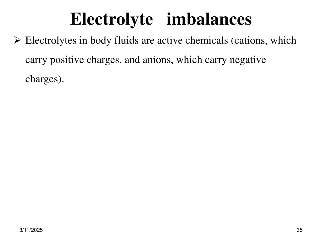 electrolyte imbalances electrolytes in body