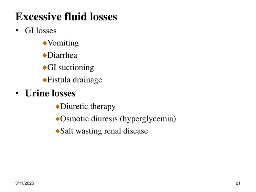 excessive fluid losses gi losses vomiting