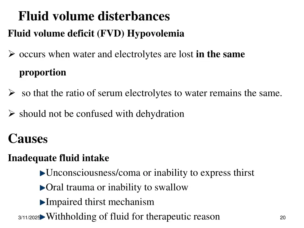 fluid volume disterbances fluid volume deficit