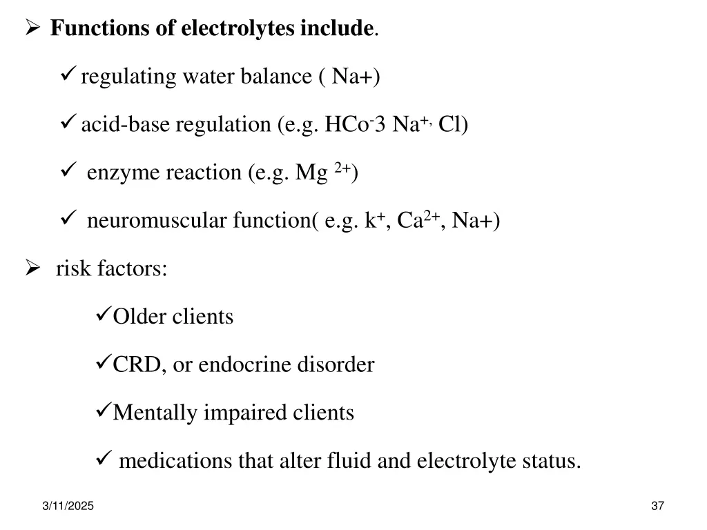 functions of electrolytes include