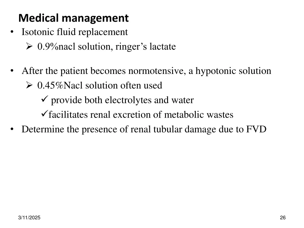 medical management isotonic fluid replacement