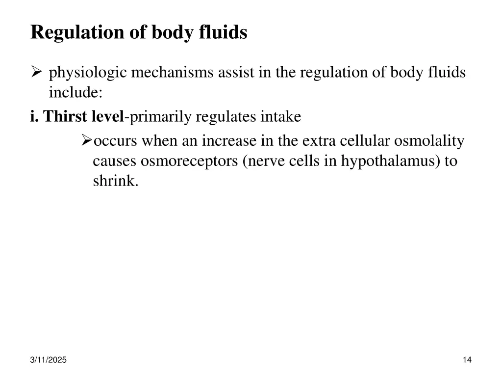 regulation of body fluids