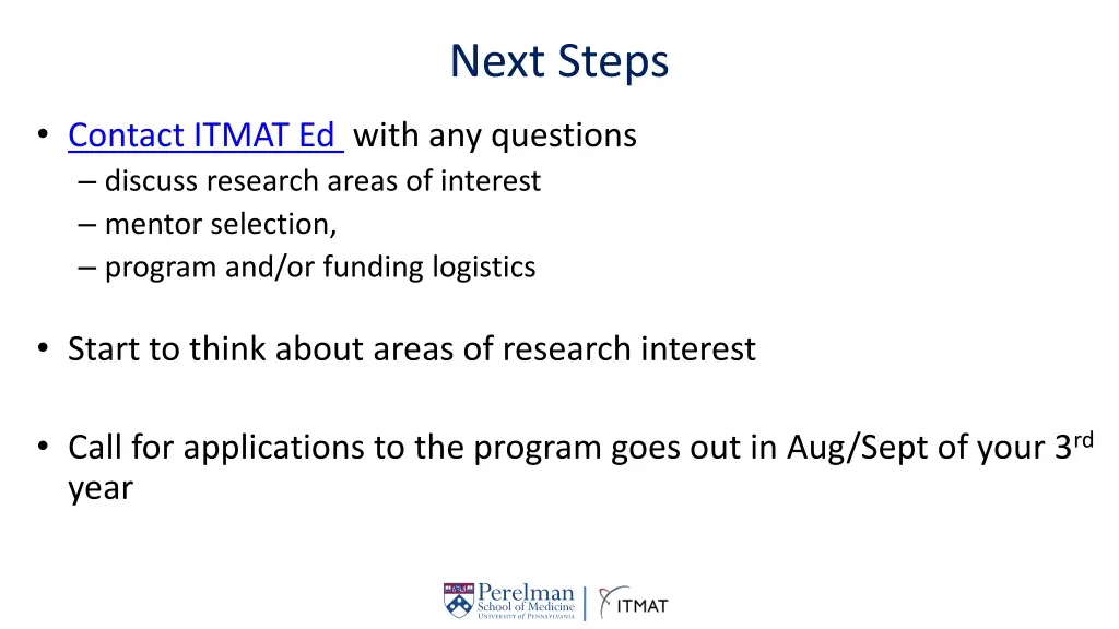 next steps