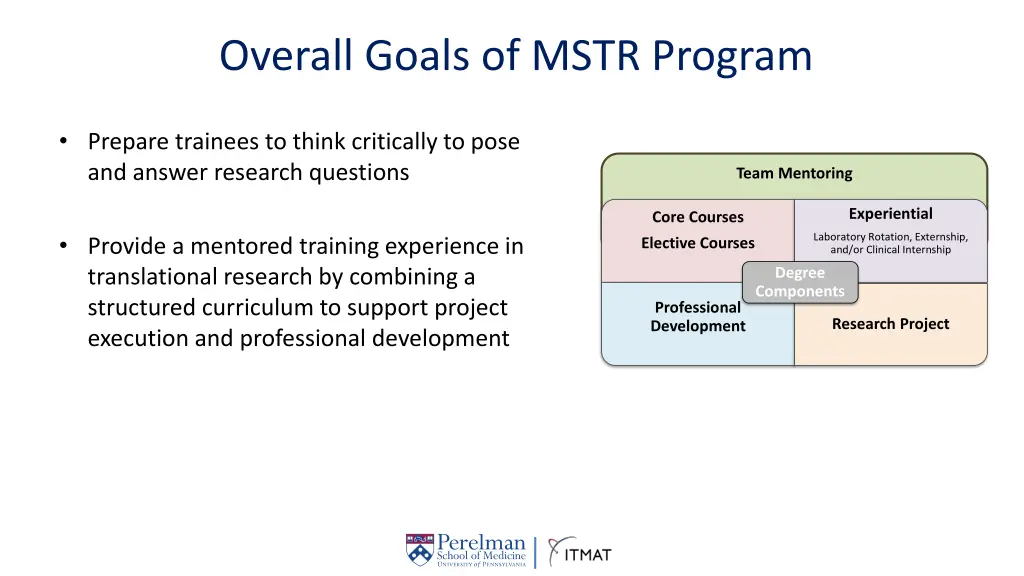 overall goals of mstr program