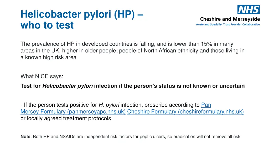 helicobacter pylori hp who to test