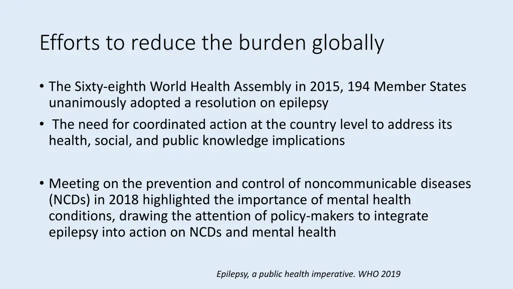 efforts to reduce the burden globally