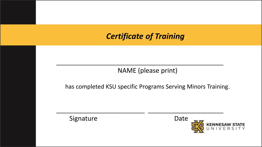 certificate of training