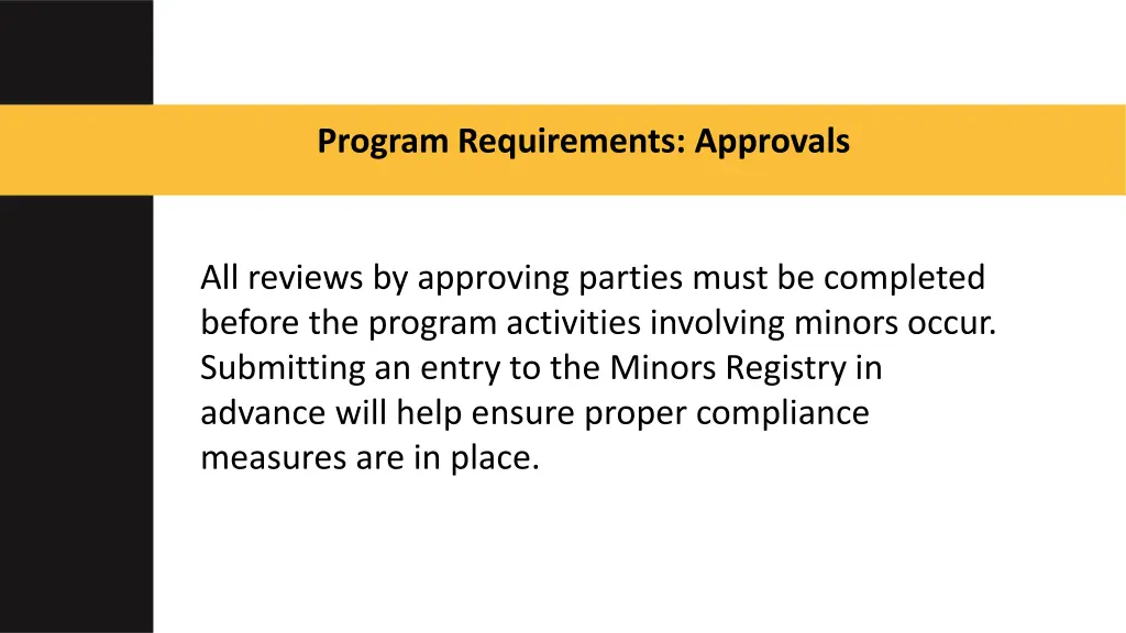 program requirements approvals