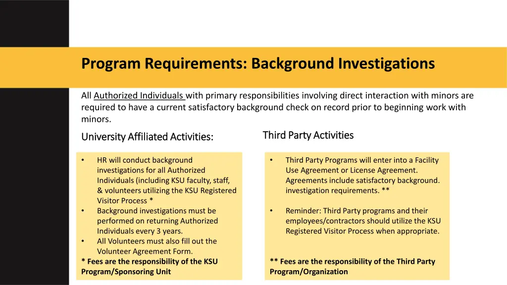 program requirements background investigations