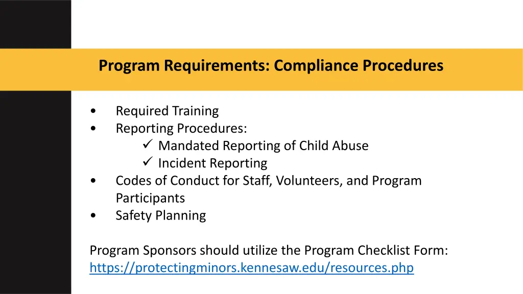 program requirements compliance procedures