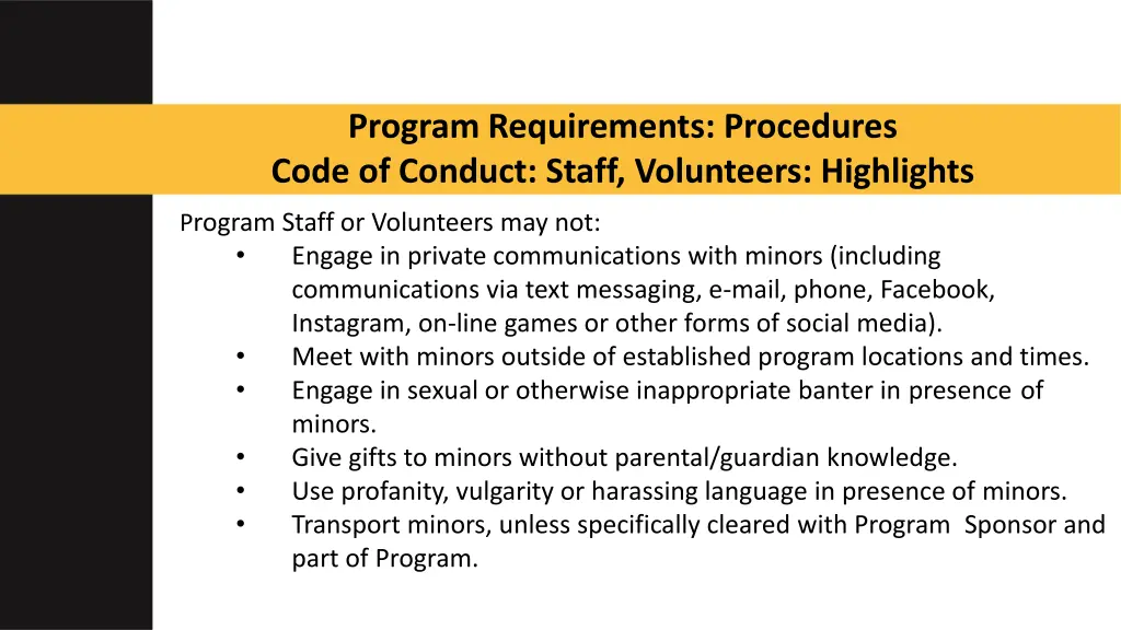 program requirements procedures code of conduct 1