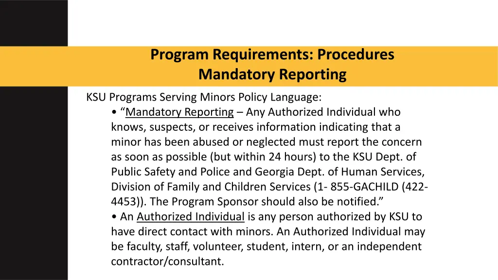 program requirements procedures mandatory 2