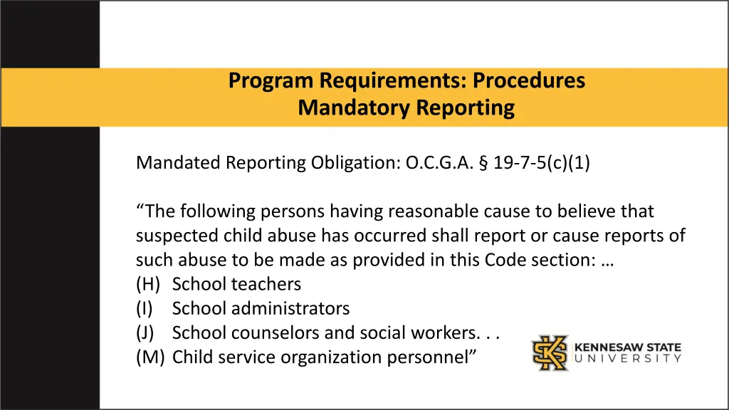 program requirements procedures mandatory