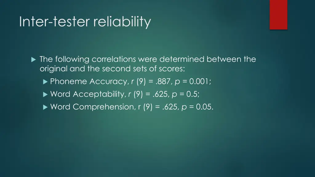 inter tester reliability