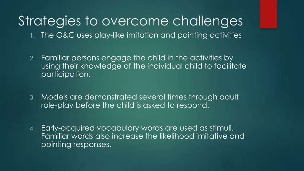 strategies to overcome challenges 1 the o c uses