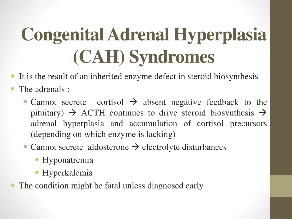 congenital adrenal hyperplasia cah syndromes