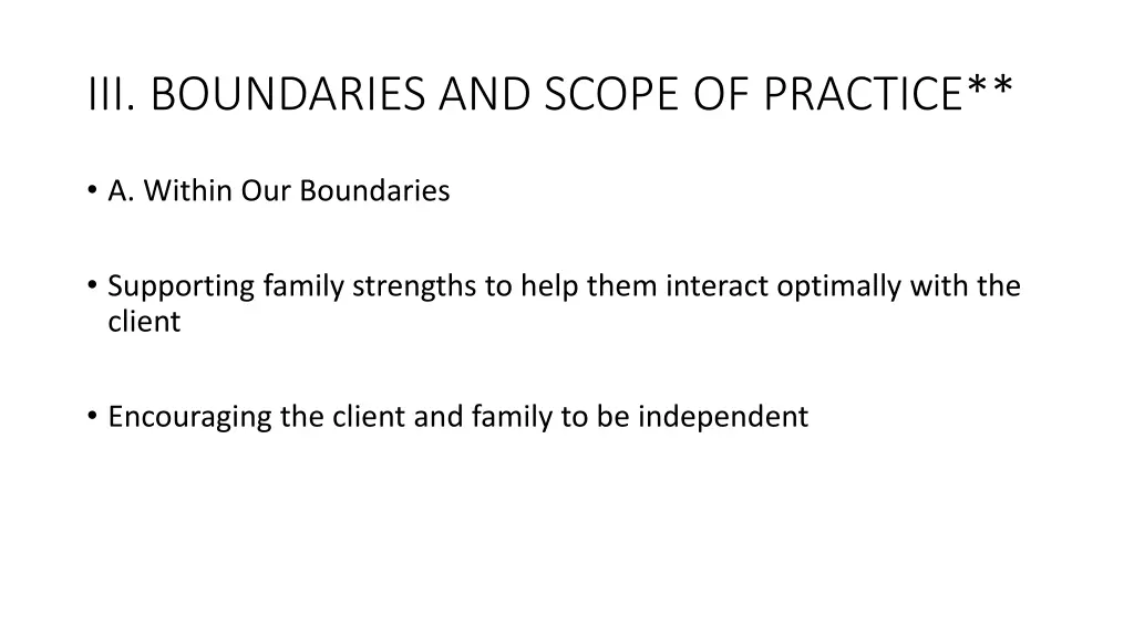iii boundaries and scope of practice