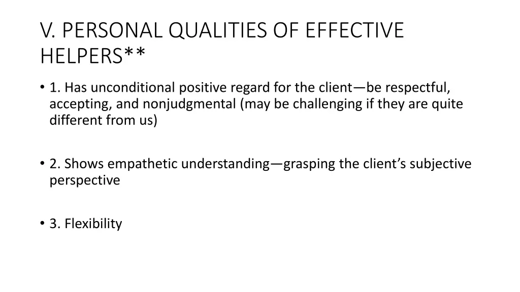 v personal qualities of effective helpers