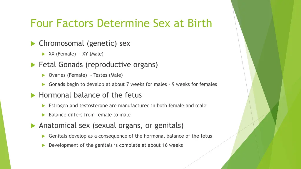four factors determine sex at birth