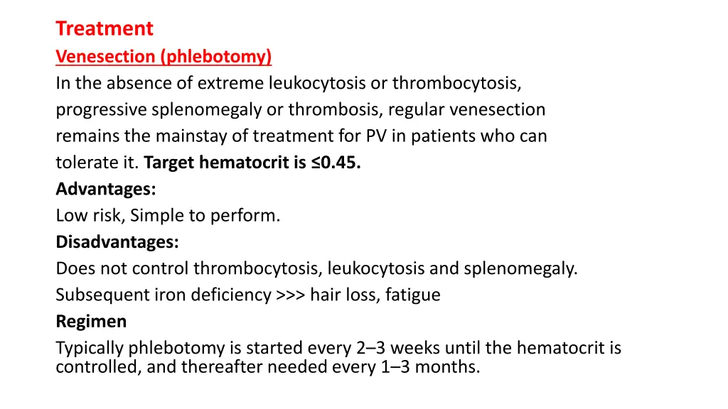 treatment venesection phlebotomy in the absence