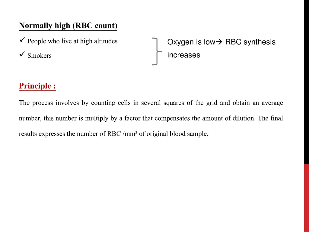 normally high rbc count people who live at high