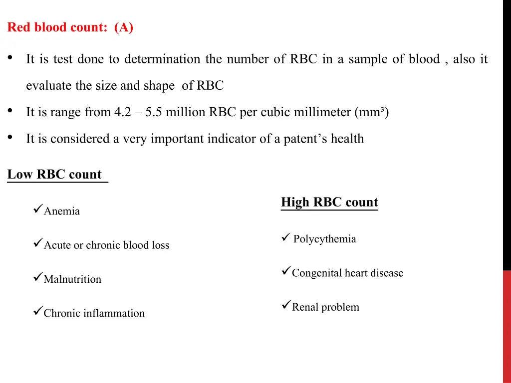 red blood count