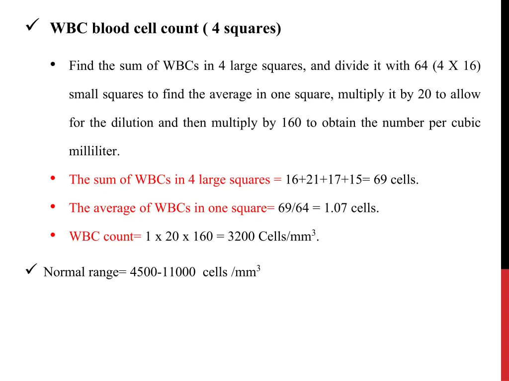 wbc blood cell count 4 squares