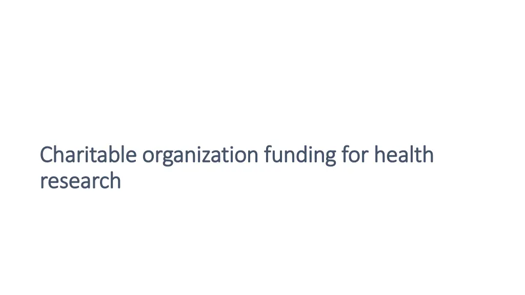 charitable organization funding for health
